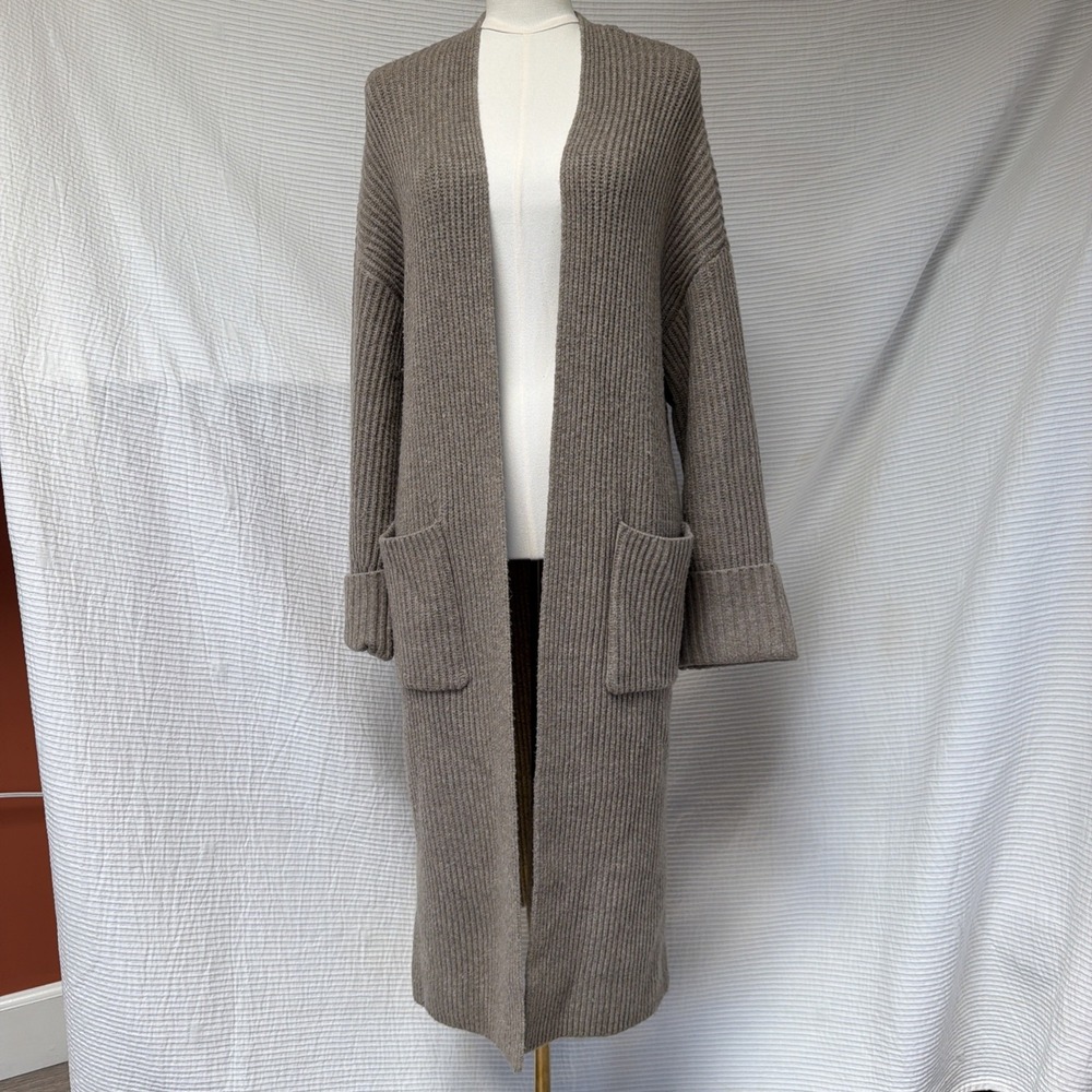 Abercrombie & Fitch Women Brown Chunky Knit Long Cardigan M Oversized Soft Cozy